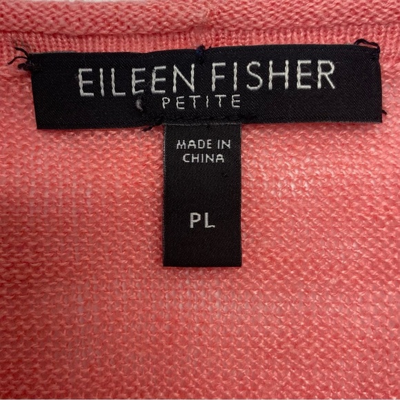 Eileen Fisher Pink Cardigan Sweater Lightweight Open Front LINEN LG P 3/4 Sl. - Picture 2 of 10